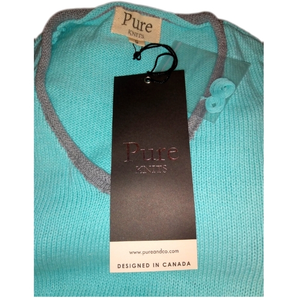 🔴 SALE Pure Knits Light Turquoise V-neck Pullover Sweater - Picture 10 of 11